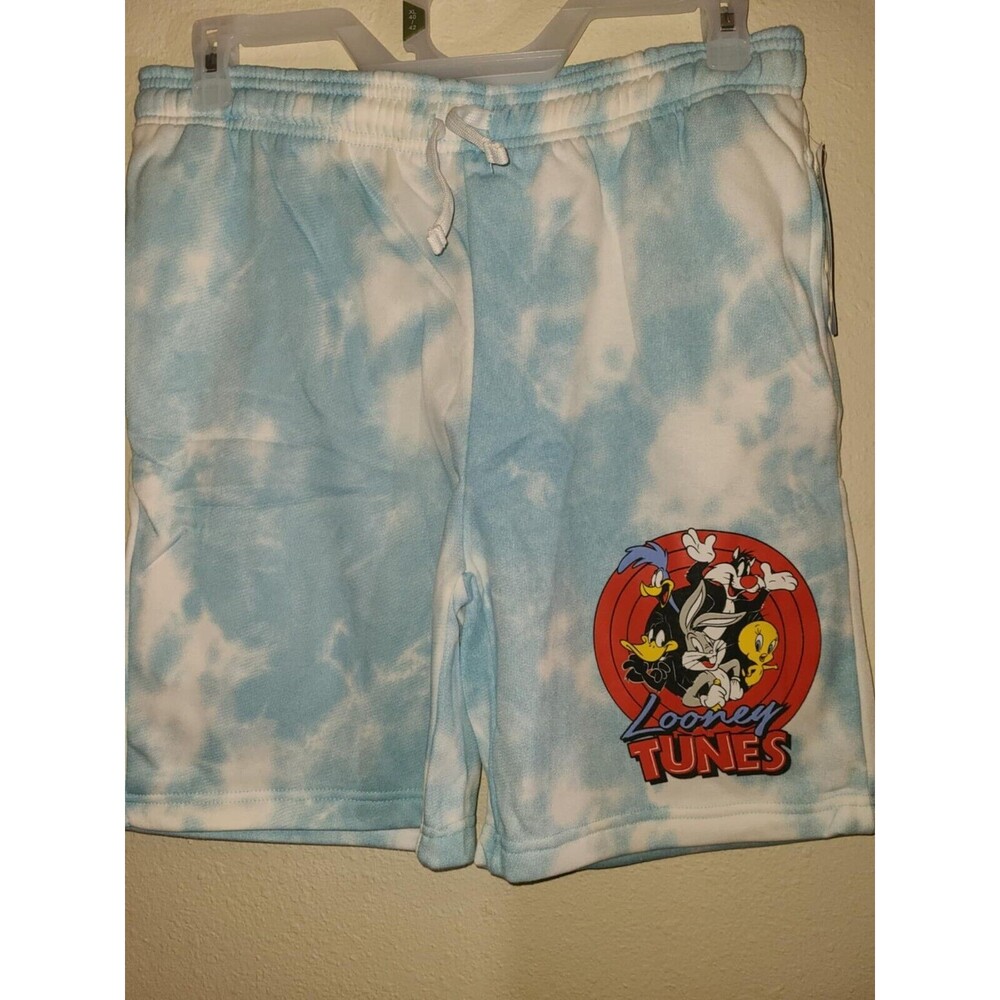 Looney Tunes Men's Tie Dye Jogger Shorts Size Lg New Daffy Sylvester Tweety Bugs
